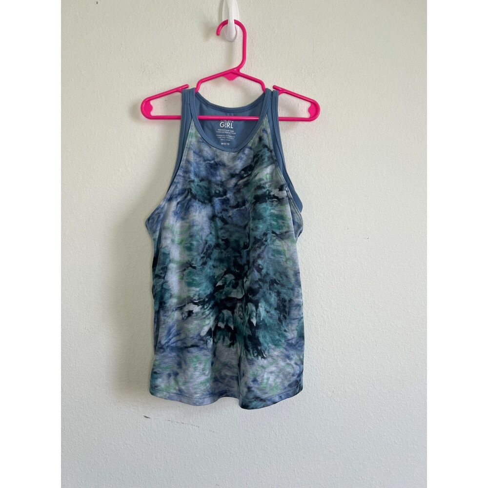 Athleta Girl Perfect Pair Tank Girls M 8-10 Blue Green Printed Athletic Top